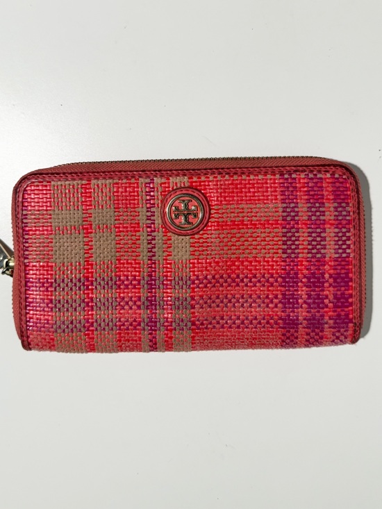 Tory Burch Handbags - Tory Burch Red Woven Zip Wallet Plaid